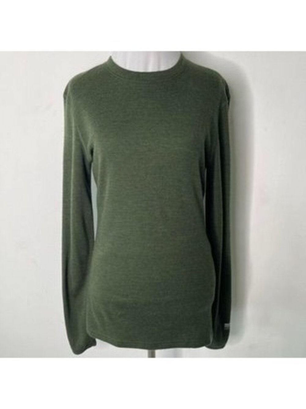 Meriwool Womens Size Small Olive Green Merino Wool Long Sleeve Shirt Fine Rib